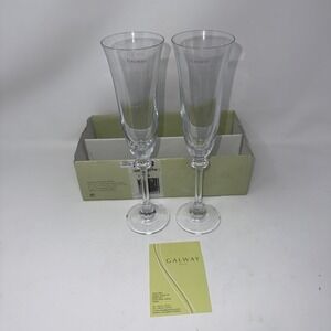 Set Of 2 Vintage Galway Liberty Irish Crystal Fluted Champagne Glass Glasses